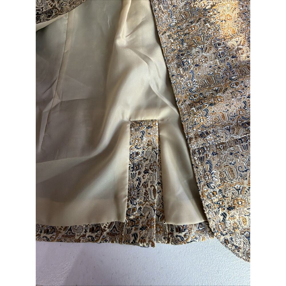 Chico's 3 Blazer XL Gold 1 Button Lined wedding guest Persian jacket cocktail - Picture 10 of 11